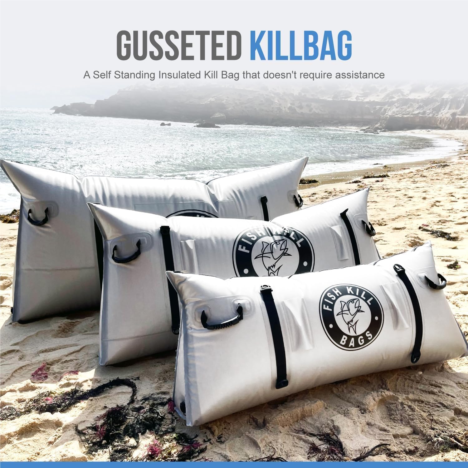 Gusseted Insulated Fish Cooler Bag 72" x 32" β Waterproof, Leakproof Nylon with Heavy-Duty Handles β Self-Standing Kill Bag for Fishing, Travel & Outdoors