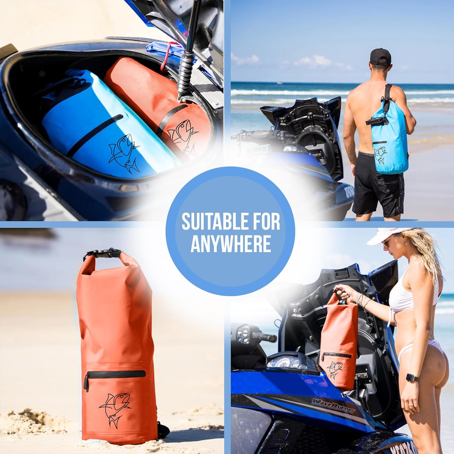 10L Orange Dry Bag – Small Water Proof Bag for Kayaking, Boating, Paddleboarding, Camping – Lightweight Dry Sack for Travel, Beach, Jet Ski, Boat Gear – Roll-Top Water Resistant Bag