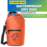 10L Orange Dry Bag – Small Water Proof Bag for Kayaking, Boating, Paddleboarding, Camping – Lightweight Dry Sack for Travel, Beach, Jet Ski, Boat Gear – Roll-Top Water Resistant Bag