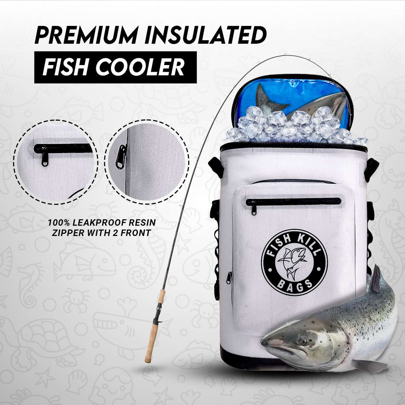 FISH KILL BAGS 20" Insulated Fish Kill Cooler Backpack 26.4 Quarts