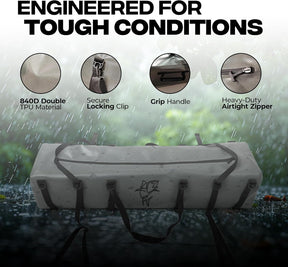 Heavy Duty Waterproof Storage Duffel Bag, 110 Quarts, 840D Double TPU Material with Airtight Top Clip, 42" x 30" x 11" Oversized Gear Bag for Marine, Camping, and Outdoor Use