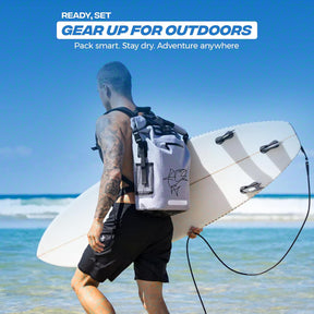 35L Grey Waterproof Dry Bag Backpack – Floating Kayak Dry Bag for Boating, Travel, Camping, Beach, Paddleboarding – Durable Roll-Top Water Proof Bag for Kayaking, Hiking & Fishing