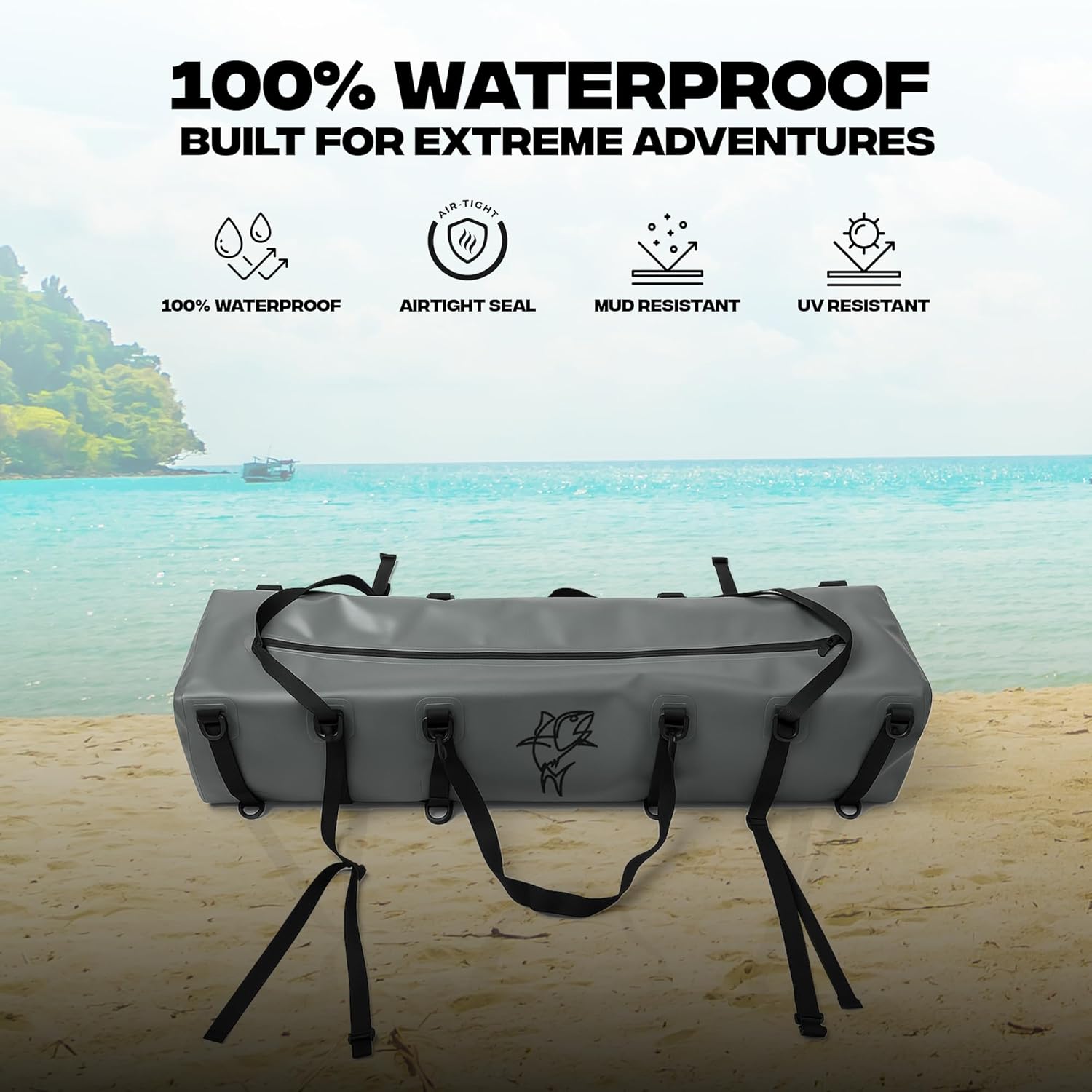 Heavy Duty Waterproof Storage Duffel Bag, 110 Quarts, 840D Double TPU Material with Airtight Top Clip, 42" x 30" x 11" Oversized Gear Bag for Marine, Camping, and Outdoor Use