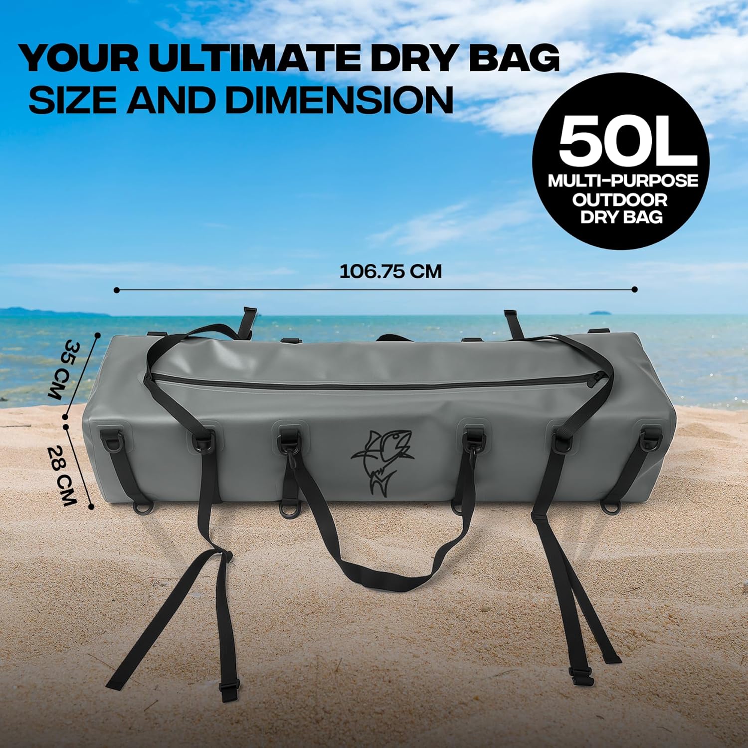 Heavy Duty Waterproof Storage Duffel Bag, 110 Quarts, 840D Double TPU Material with Airtight Top Clip, 42" x 30" x 11" Oversized Gear Bag for Marine, Camping, and Outdoor Use