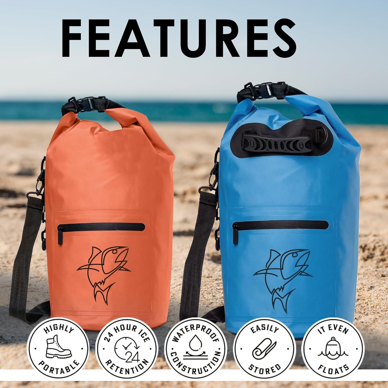 15L Blue Insulated Cooler Dry Bag – Leak Proof Floating Cooler for Kayaking, Boating, Beach & Travel – Waterproof Soft Cooler Bag for Fishing, Camping, Paddleboarding