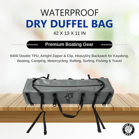 Heavy Duty Waterproof Storage Duffel Bag, 50 liter, 840D Double TPU Material with Airtight Top Clip, 42" x 13" x 11" Oversized Gear Bag for Marine, Camping, and Outdoor Use