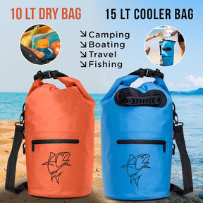 15L Blue Insulated Cooler Dry Bag – Leak Proof Floating Cooler for Kayaking, Boating, Beach & Travel – Waterproof Soft Cooler Bag for Fishing, Camping, Paddleboarding
