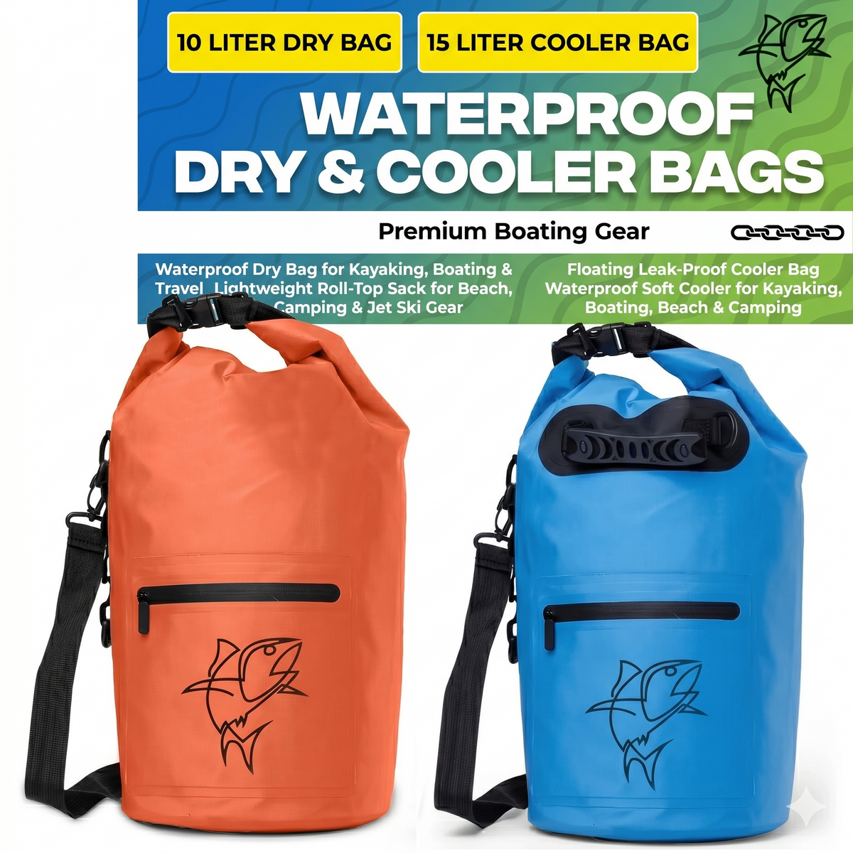 2 pcs Bundle (10L Drybag + 15L Soft Cooler Bag)